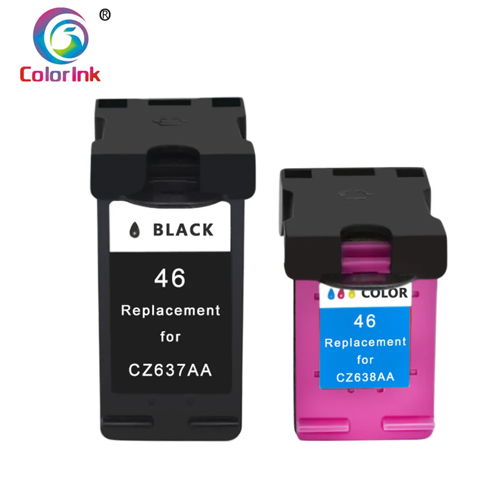 ColoInk 46XL чернильный картридж 46 XL совместимый для hp46 для 46 принтеров серий DeskJet 2520hc 2020hc 2025hc 2029 2529 4729 принтер CZ637AA CZ638AA - Цвет: 1SET Black and Color