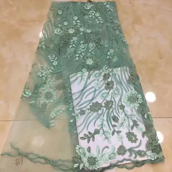 

Elegant Light Green French Net Lace Fabric Embroidery Evening Tulle Lace Fabric For Dress PAN214(5Yards/Lot)