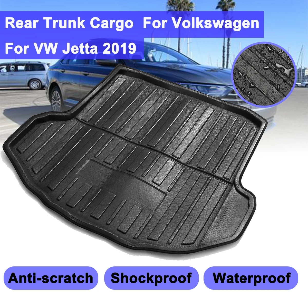 

For VW Jetta 2019 Car Cargo Liner Boot For VolkswagenTray Rear Trunk Cover Matt Mat Floor Carpet Kick Pad Mat