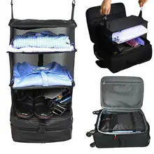 3-layer Closet Organizer Portable Luggage System Suitcase Organizer Hanging Travel Shelves& Packing Cube Wardrobe Storage Bags