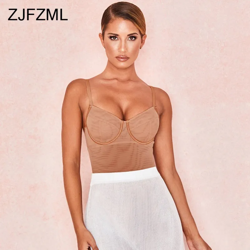 

Sexy Sheer Mesh Bodysuit Women Solid Spaghetti Strap Backless Jumpsuit Sleeveless Open Crotch Summer Bodysuit 2019 Black Lady