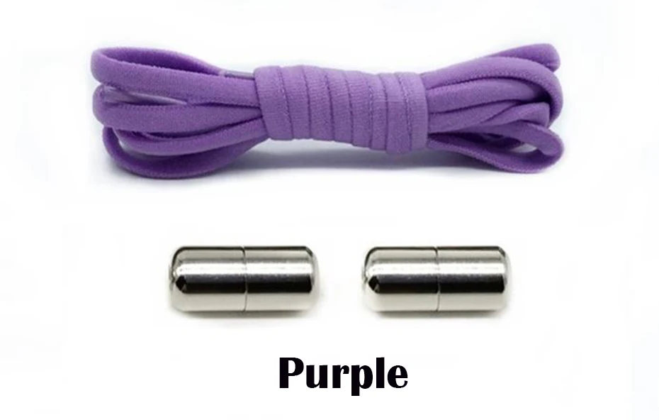 Purple 1 пара эластичных ботинок без шнурков, ботинки со шнурками, шнурки для детей и взрослых, кроссовки, шнурки, быстрая ленивая обувь с металлическим замком, ботинки со шнурками 100 см - Color: Purple