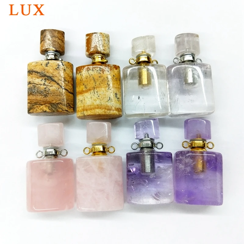 

Natural Gems stone Perfume Bottle jewelry Connector rock quartz picture jaspers stone Amethysts Rose Quartzs Fashion pendant