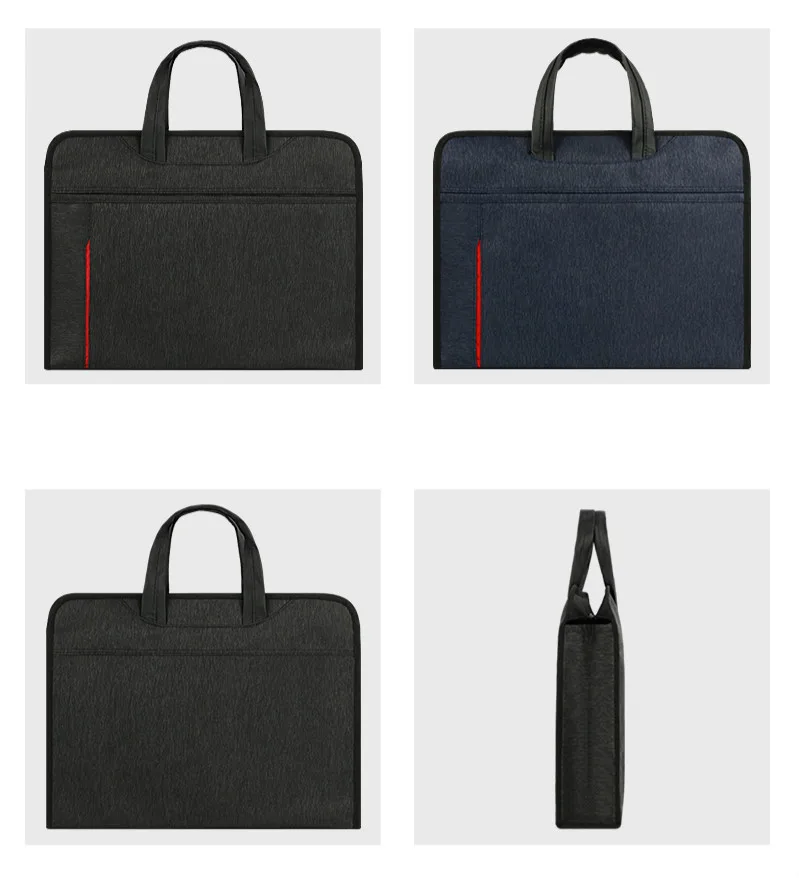 A4 Briefcase Laptop Case Document Bag Men Women Portable Business Conference Office Paper Organizer Zipper Large-capacity Folder