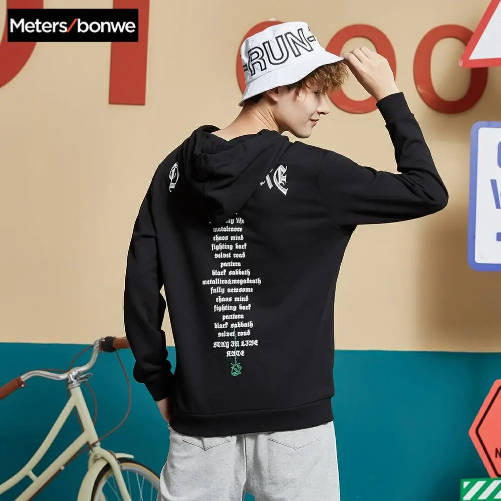 Metersbonwe Men Hoodies Long Sleeve Sweatshirt New Spring Autumn Men Hip Pop Streetwear Letter Print O-Neck Loose Hoodies Metersbonwe Men Hoodies Long Sleeve Sweatshirt New Spring Autumn Men Hip Pop Streetwear Letter Print O-Neck Loose Hoodies