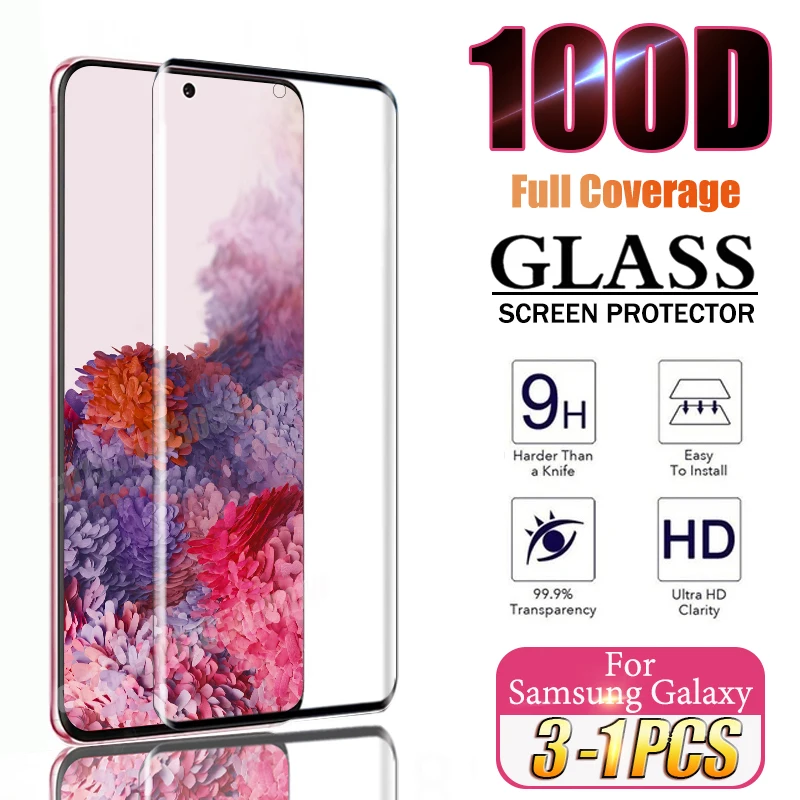 Защитное стекло закаленное с полным покрытием для Samsung S21 Plus S20 Ultra Note 20 8 9 10 S10 S8 S9 S10e