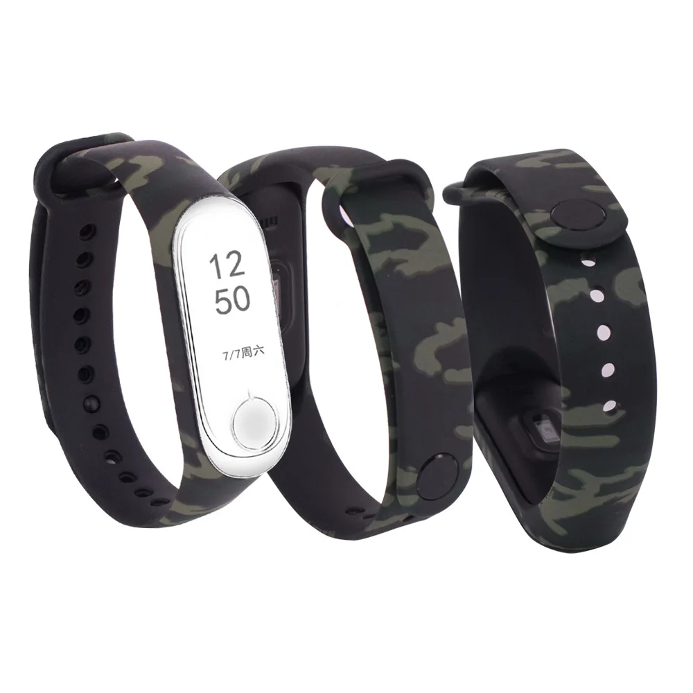 Mi Band 4 ремешок для Xiaomi mi Band 3 аксессуары с камуфляжным принтом силиконовый пояс для красоты с цветочным принтом сменный ремешок M3M4 - Цвет ремешка: 1