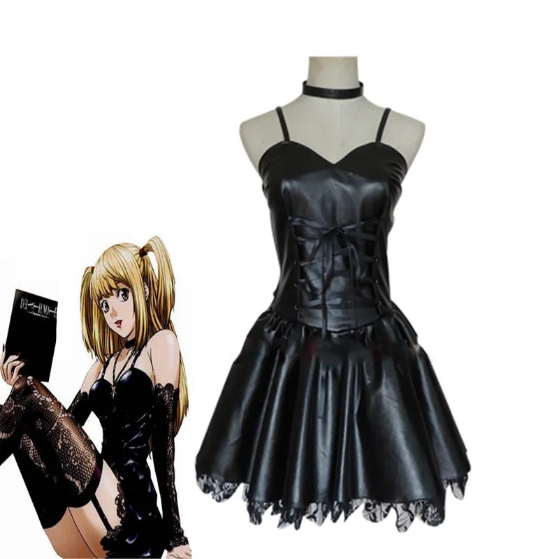 Anime Death Note Misa Amane Tops Lace Black Outfit Cosplay Costumes