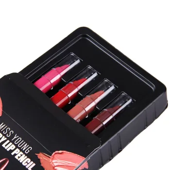 

Matte Lipstick 4pcs/set Waterproof Long Lasting Nude Red Velvet Pigment Women Fashion Lip Makeup Set Long Lasting