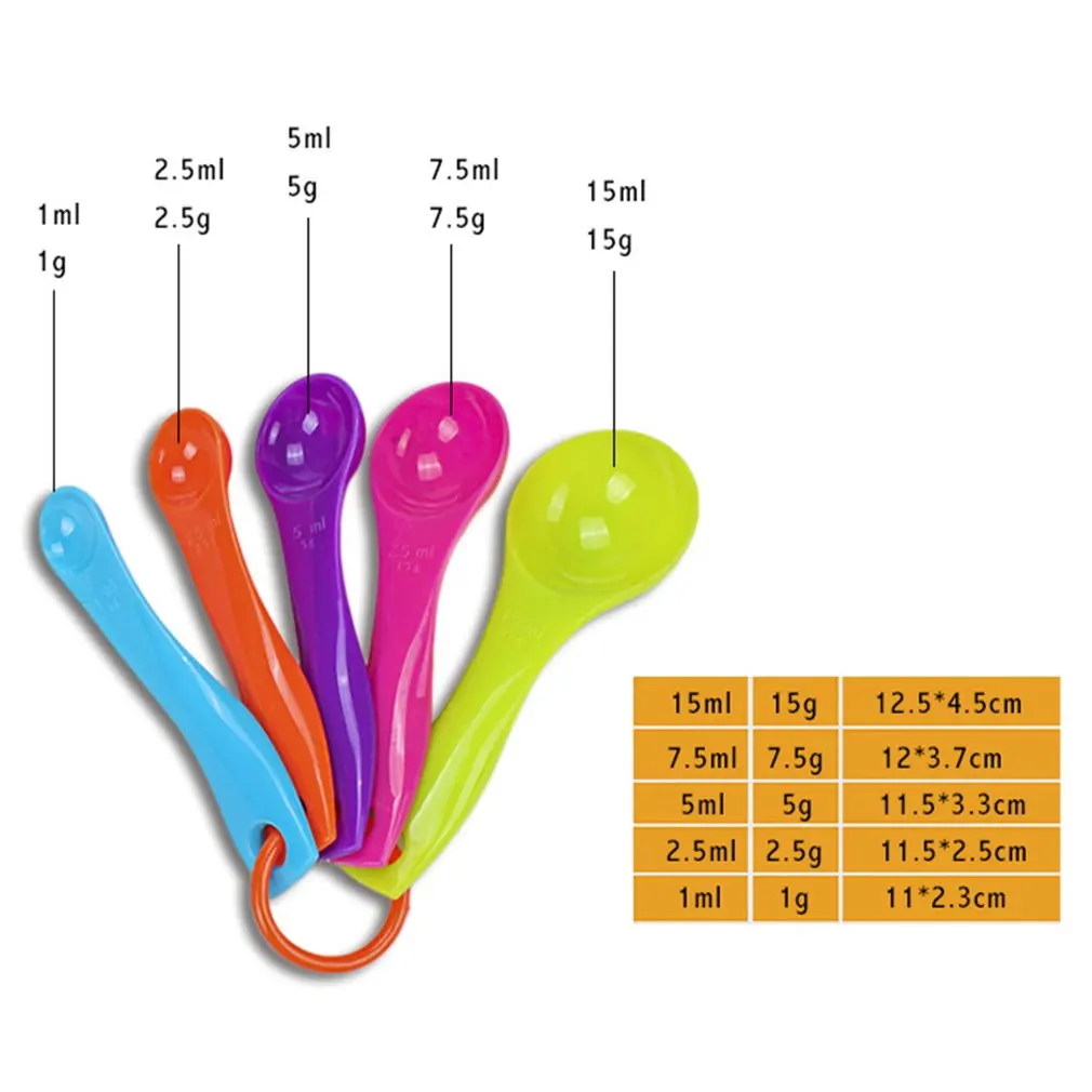 Пластиковые мерные ложки Кухонные гаджеты красочные 2 Весы (1/2. 5/7 5/15) г/мл кофейные