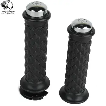 

7/8 " Motorcycle Universal Rubber Black Handlebar Hand Grip Bar End For Cafe Racer Bobber Clubman Custom