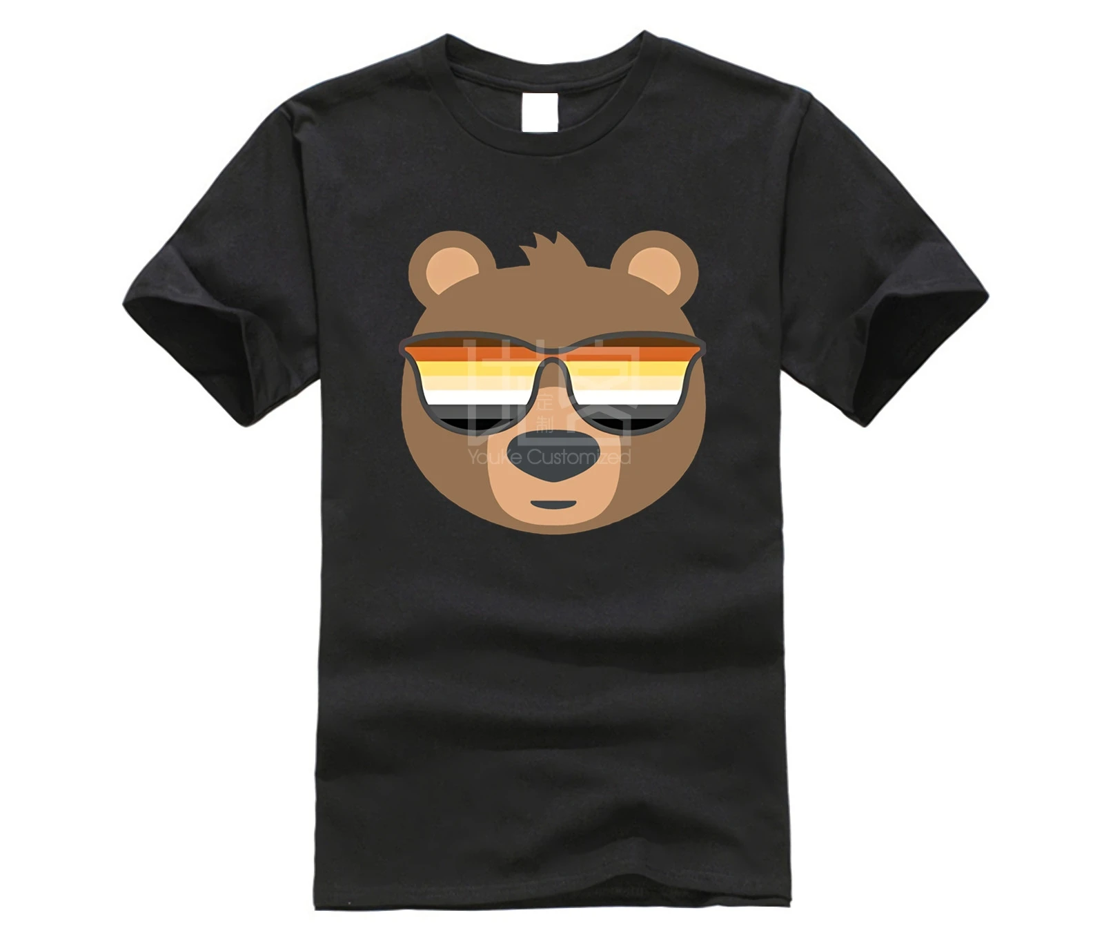 

Mens Gay Bear Wearing Bear Pride LGBTQ Flag Sunglasses T Shirt New Fashion T-Shirt New Brand Shirt High Quality Printed T-Shirt