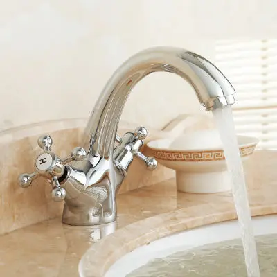 Chrome Vidric античный кран для горячей и холодной воды Бронзовый Матовый кран для раковины Черный Ванная комната Лебедь винтажный умывальник смеситель для раковины 74 - Цвет: Chrome