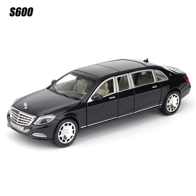 1:24 S600 Limousine Diecasts& Toy Vehicles металлический сплав 6 модель автомобиля с открытой дверью с огнями и звуками игрушки для детей Подарки - Цвет: M923T-6-BK