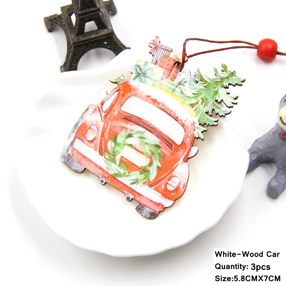 3pcs-W-Car C 3 шт. креативные винтажные деревянные автомобильные подвесные украшения DIY игрушки деревянные поделки для Рождественская Домашняя вечеринка украшения детские подарки - Цвет: 3pcs-W-Car C