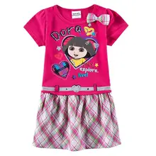 Детская одежда; Новинка; Летние платья в полоску с короткими рукавами и рисунком лошади для девочек; вечерние платья принцессы для маленьких девочек; хлопковое платье для детей