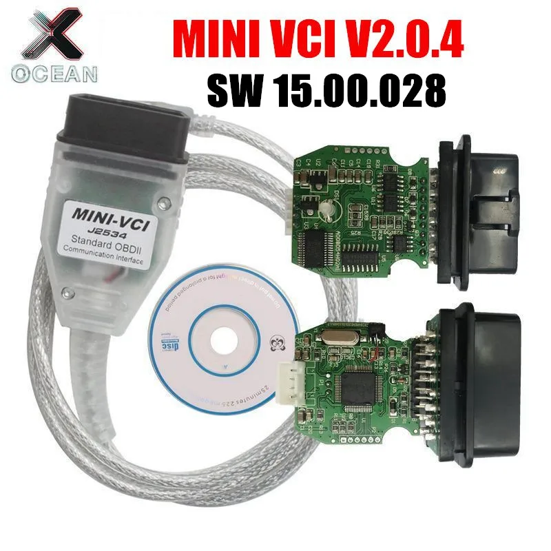 Реальная прошивка V2.0.4 MINI VCI новинка V15.00.028 FTDI FT232RL многоязычный считыватель кодов