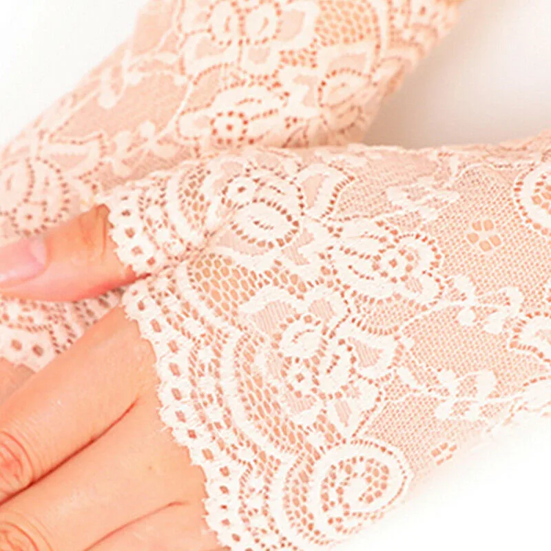 Черные кружевные перчатки без пальцев женские сексуальные зимние белые красные женские перчатки с открытыми пальцами сетчатые перчатки с подогревом женские перчатки для невесты