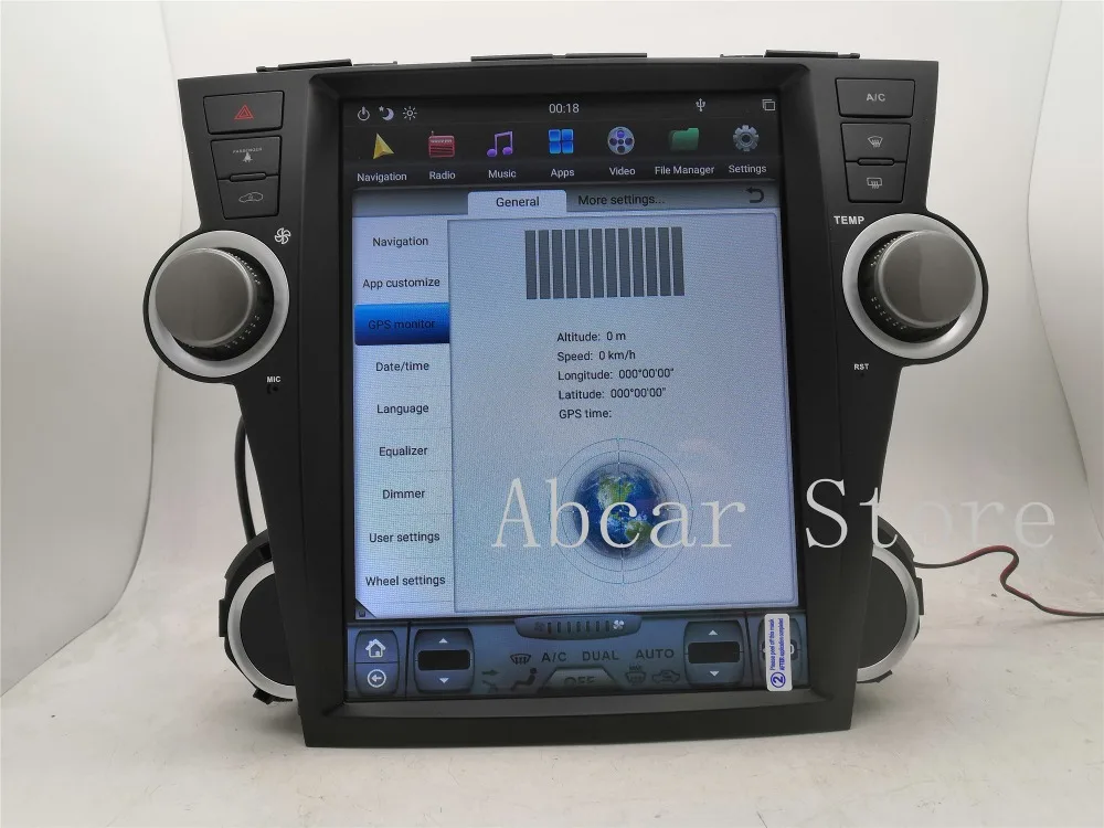 12,1 ''Tesla стиль Android 8,1 автомобильный dvd-плеер gps навигация для Toyota Highlander 2007-2013 стерео Мультимедиа Радио ips PX6 ips