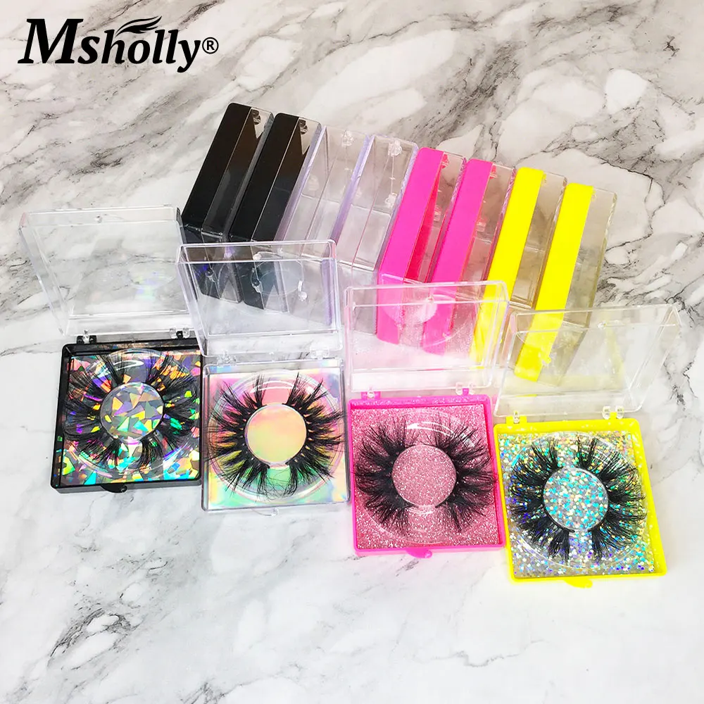 

25mm Mink Eyelashes 3D Natural Fluffy Eyelash False Eyelashes Bulk Square Lash Boxes Packing Make Up Wholesale Long 25mm Lashes