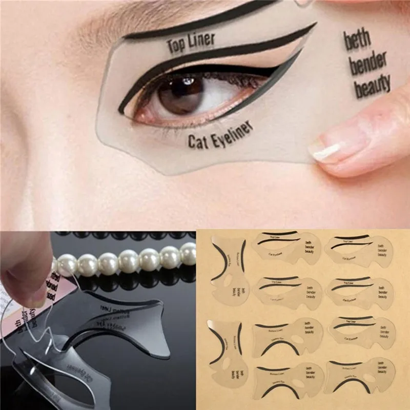 10pcs Eyebrows Template Card Cat Eye Eyeliner Stencils Stencil Models Shaping Tools Shadow Makeup Tool | Красота и здоровье