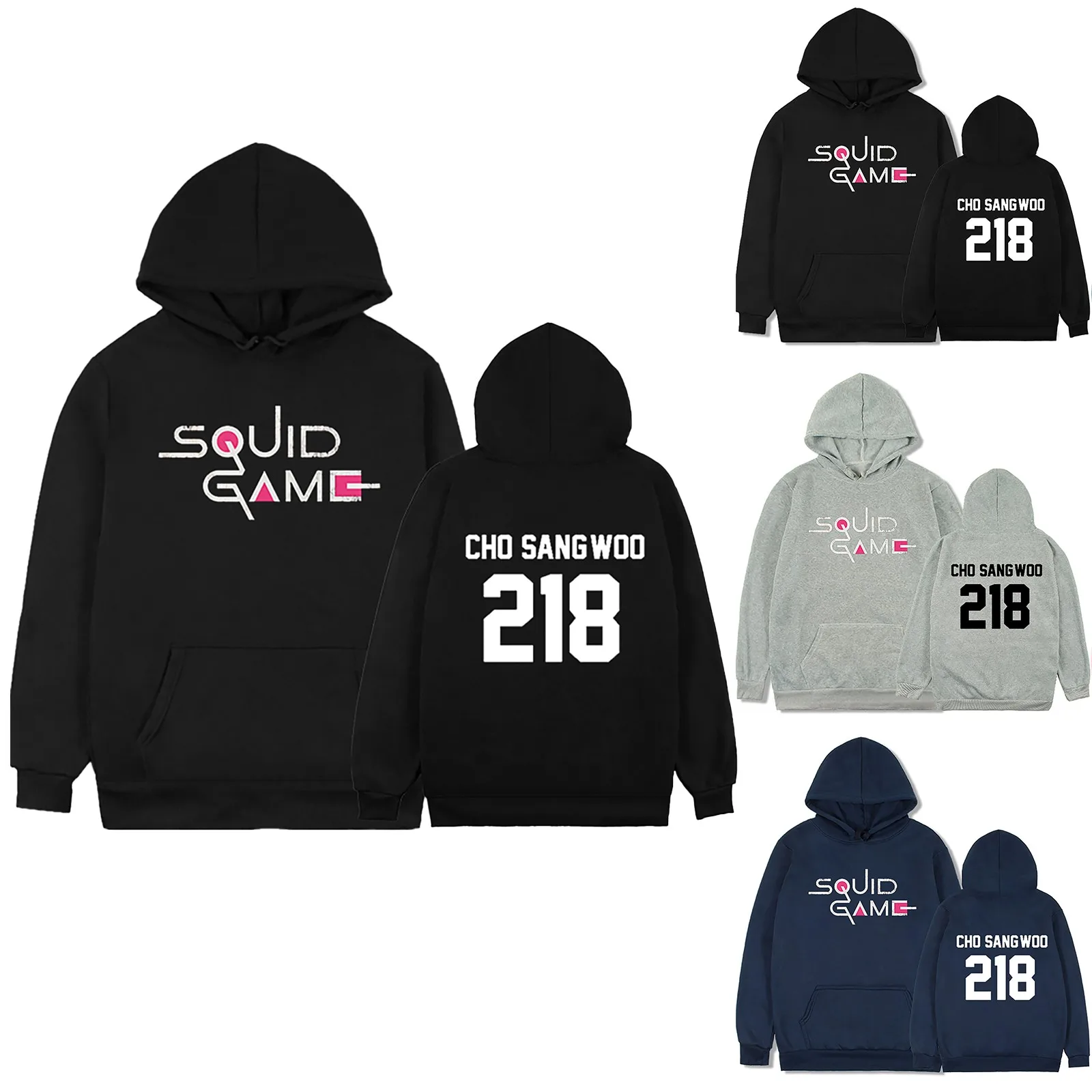 Squid Game 218 Hoodies Korean Round Six Print Streetwear Men Women Oversized Sweatshirts Hoodie Tracksuits Pullover Clothes 1