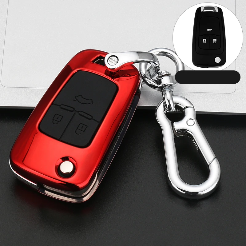 Carbon fiber+Silica 6 color Car key case cover shell 3 buttons folding FOR Chevrolet Cruze Opel ASTRA Antara Buick | Автомобили и