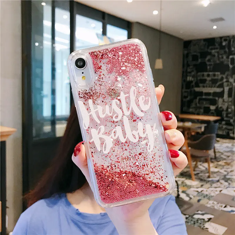 10 шт/лот для девочек boss/hustle детские розовые пески для iphone 8Plus 6s 7plus XSMAX Xs чехол для телефона Quicksands защитная оболочка