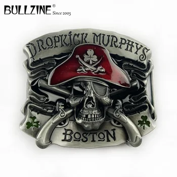 

Bullzine Skull music cowboy jeans gift belt buckle with pewter finish FP-03183 with continous stock