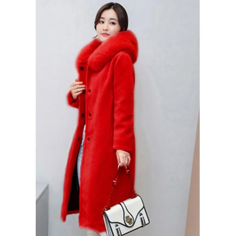 New Winter Clothes Women Plus Size Fur Coat Office Lady Hooded Single Breasted Female Outwear Woolen Coat Women Warm Wool Jacket
