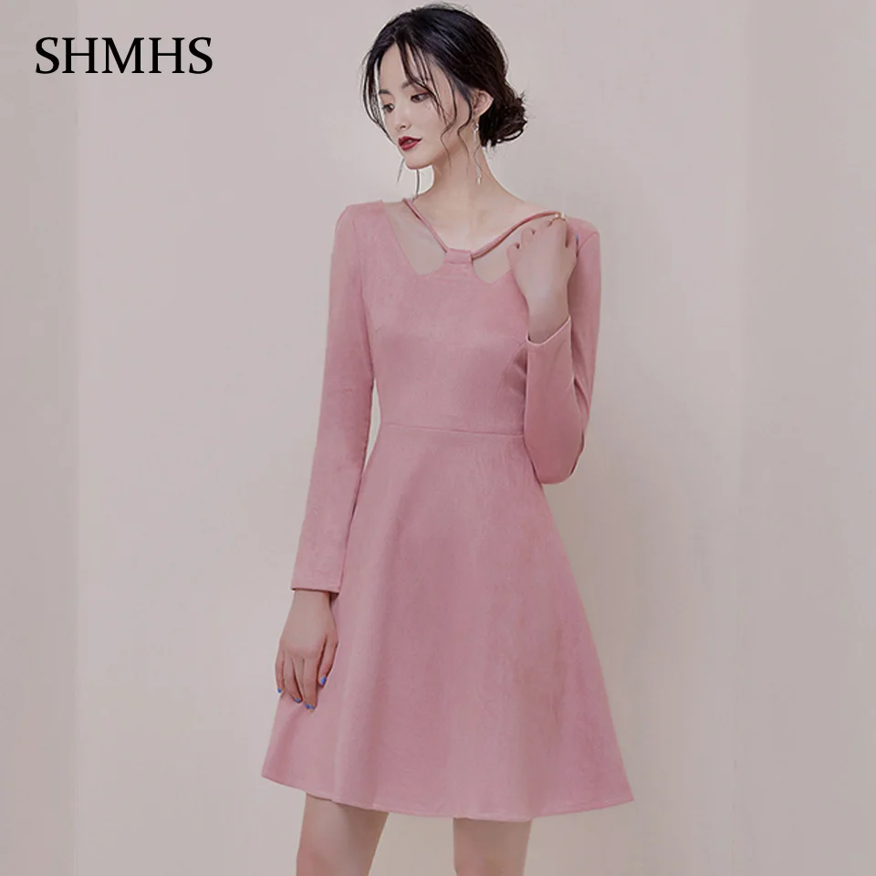 pink suede dress