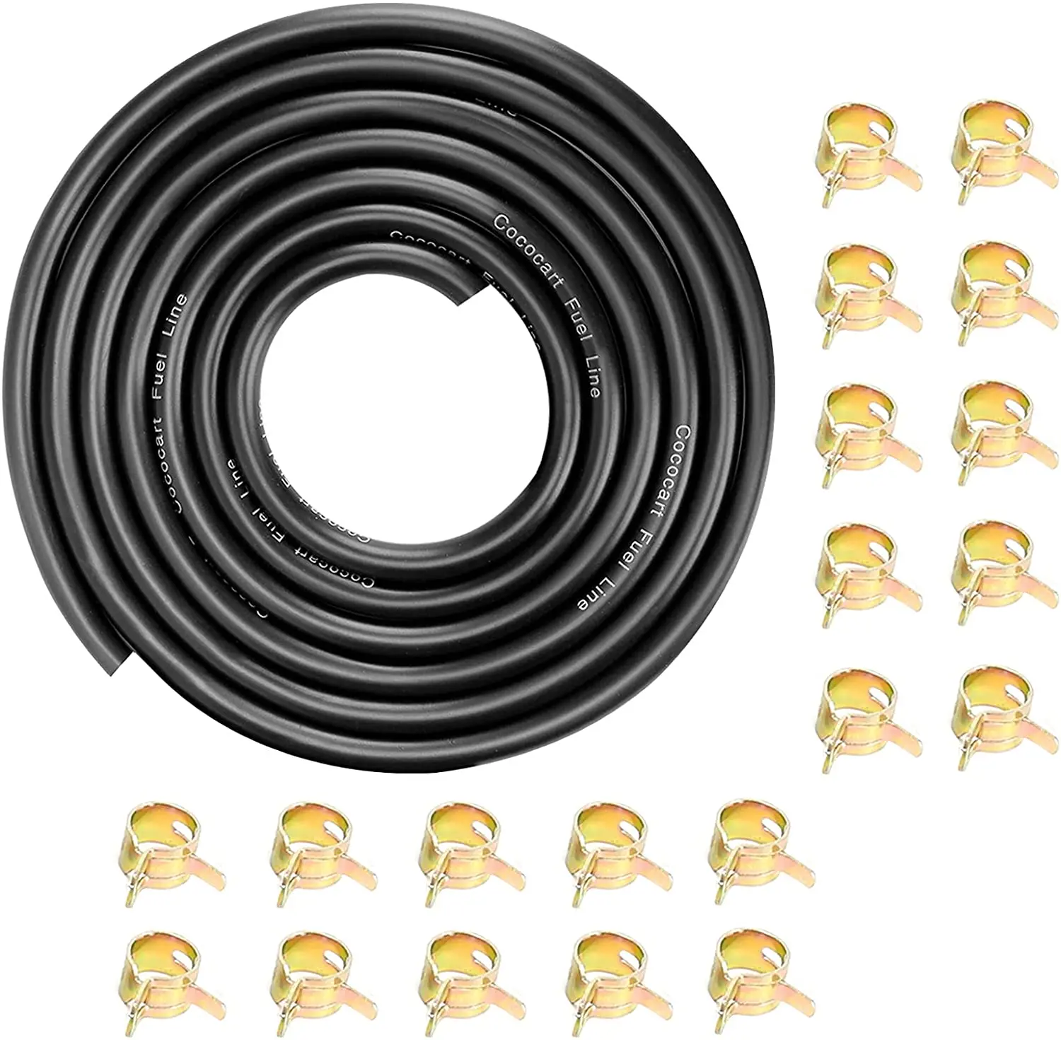 

9.85-Foot Length Stretchy 1/4 Inch ID Fuel Line+20pcs 2/5" ID Hose Clamps for Kawasaki Kohler Briggs & Stratton Small Engines