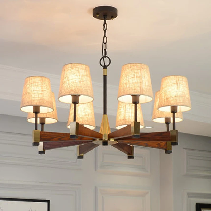 Американская люстра из цельного дерева для гостиной ресторана спальни