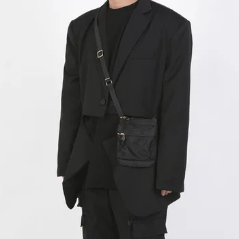 

Men Invisible Zipper Split Casual Suit Jacket Male Japan Korea Streetwear Vintage Blazer Coat Outerwear