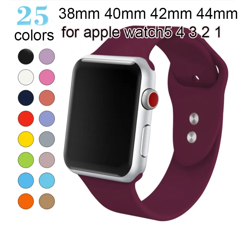 Спортивный силиконовый ремешок для Apple Watch 38 мм 42 iWatch 4 группа 44 40 ремень браслет