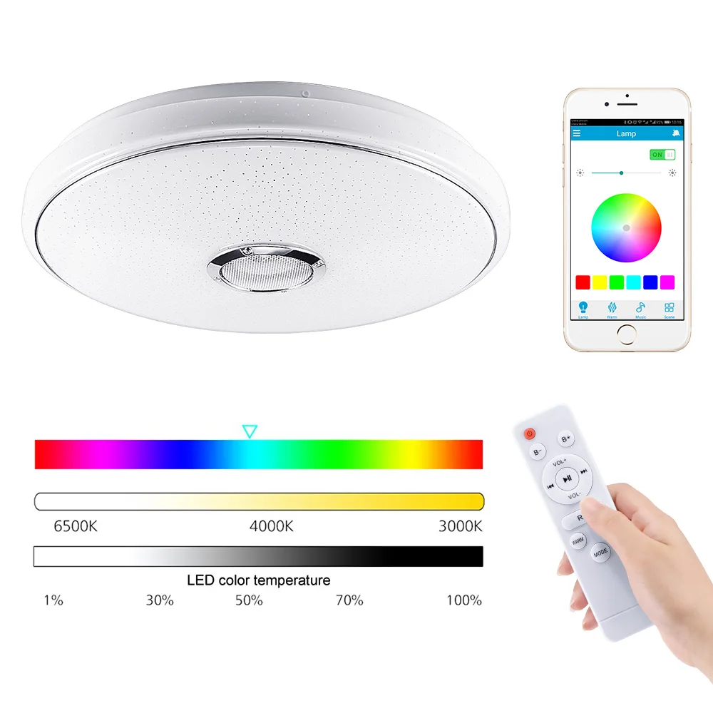 Modern LED Star Light RGB Smart Blutooth Music Ceiling Light Dimmable 36W APP Remote Control Light For For Living Room Bedroom