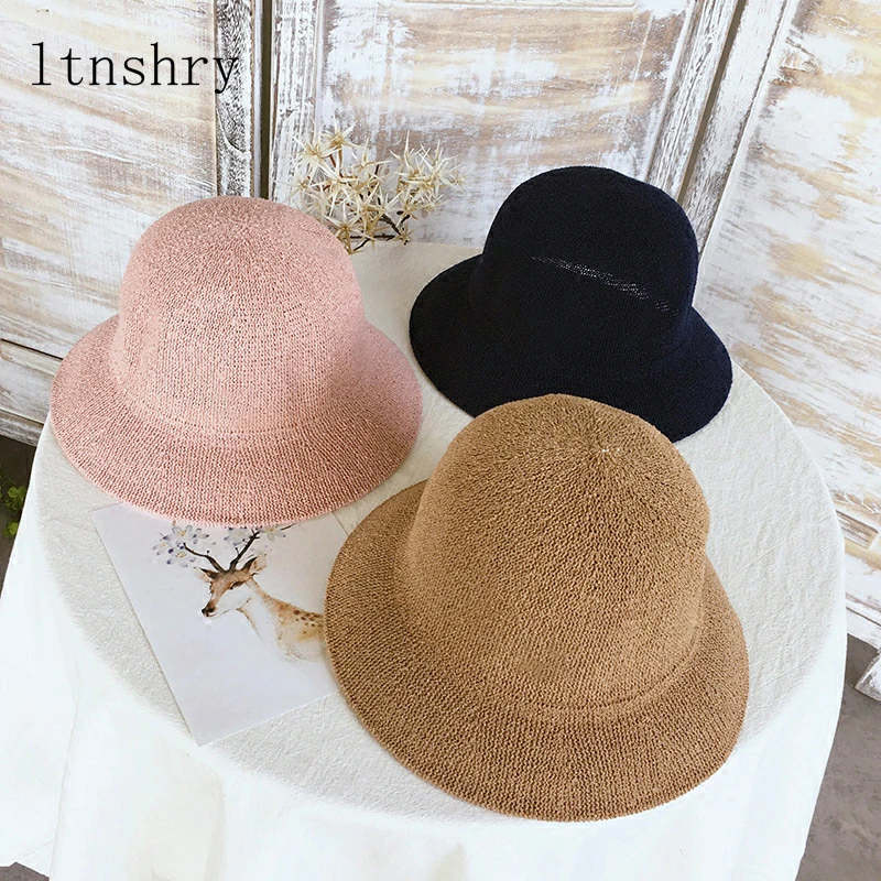 Summer Bucket Hat Women Sun Hats Woven Straw Hat Female Beach Buckets Hat Casual Holiday Sunscreen Hats For Women Dome cap