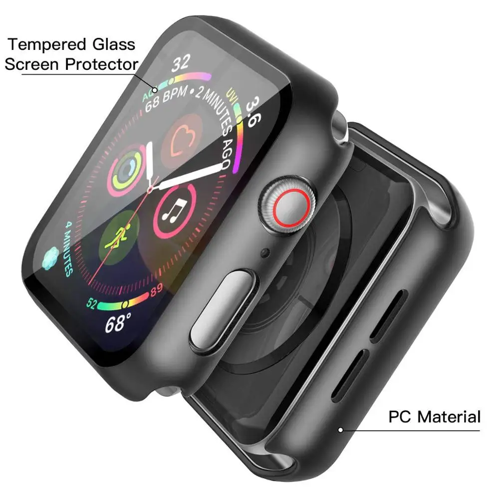 PC матовый жесткий чехол 360 Полный Экран протектор бампер рамка для Apple watch, версии 5/4/3/2/1 защитная пленка из закаленного стекла с пленка для наручных часов iwatch, 4/5