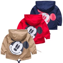 

disney Baby Boys Spring Autumn Jacket Coat Clothing Kids Mickey Cartoon Hooded Cute Windbreaker kidsGirls Outerwear Clothes