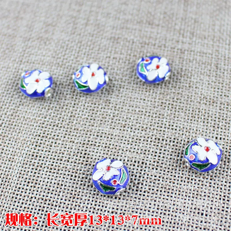 Аксессуары cloisonne кулон двухсторонний DIY Ювелирные Браслеты ожерелье с фиксатор бусин, бусины сплав серебро Bluing эмаль вин