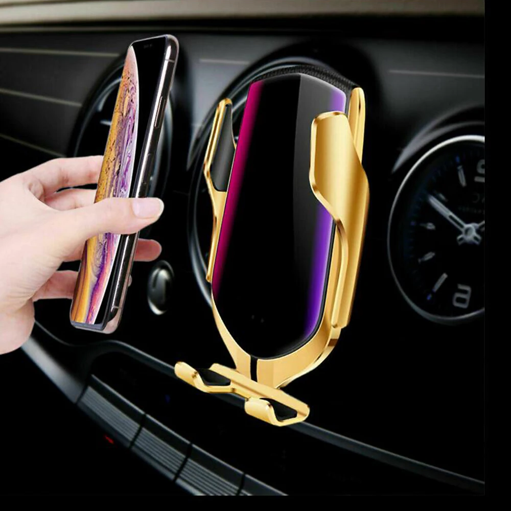 

Smart IR Sensor Automatic Clamping Car Mount Phone Wireless Charger Holder 3