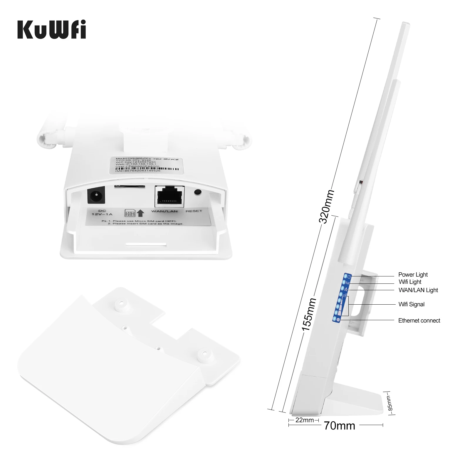 Routeur Wifi 4G étanche extérieur, 150Mbps CPE, CPF905 RJ45 WAN LAN avec  antenne externe, couverture pour caméra IP