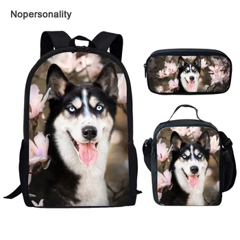 

Nopersonlity Cool 3d Animal Husky Print Backpacks for Children Cute 3pcs/set Student Kids Bagpack Set Printing Girls Bookbags