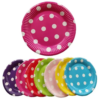 

10pcs Lovely Polka Dots Party Tableware Red Yellow Blue Dot Disposable Paper Cup Plate Napkin Straw Party Decoration Supplies