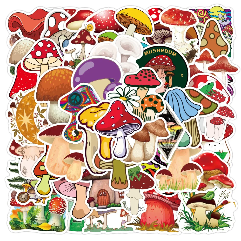 10/50PCS New Cute Plant Mushroom Stickers Laptop Guitar Luggage Skateboard Car Waterproof Graffiti Sticker Funny Decal Kid Toys | Игрушки и