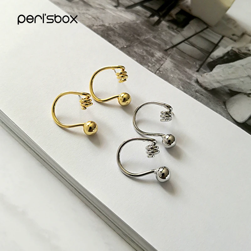 Женские серьги гвоздики Peri'sBox золотистые/Серебристые геометрические в виде