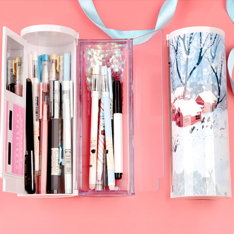

NBX QuickSand Snow Deer Pencil Box Cylindrical Stationery Box Cylindrical Multifunctional Pencil Girls Gift case