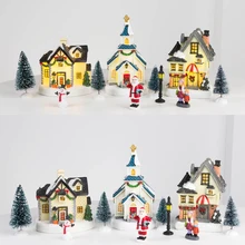  Party & Holiday DIY Decorations Christmas Village Set Collection Building - Christmas Church and House with Lights, 12 piece set 