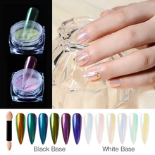 Сверкающий зеркальный блеск для ногтей, хромированный пигмент, 0,2 г, блестящая жемчужная пудра хамелеон, блестки для ногтей, украшения для дизайна ногтей