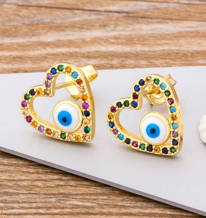 Лидер продаж серьги из радужного циркония ювелирные изделия в форме сердца и